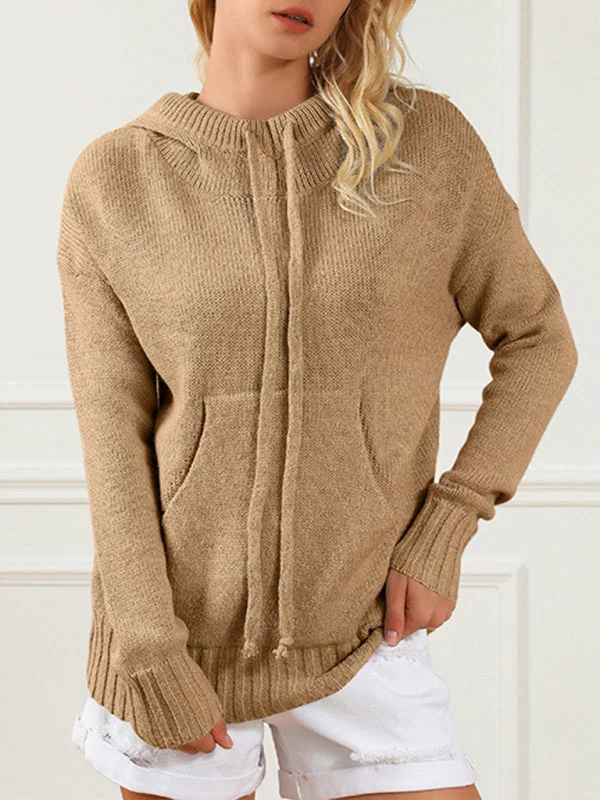 Hooded Kangaroo Pocket Knit Sweater | Hoodie Jumper