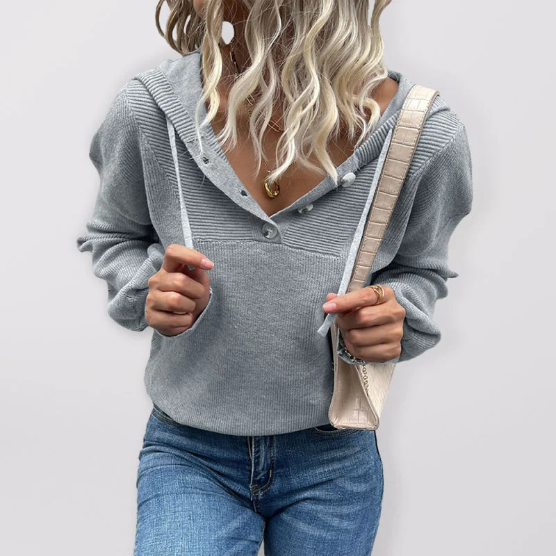 Waffle Knitted Drop shoulder Sweater Hoodie